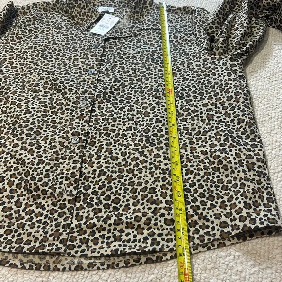 J Crew Leopard modern collared button-up shirt Size Large Brown Animal Print NWT - Picture 14 of 14